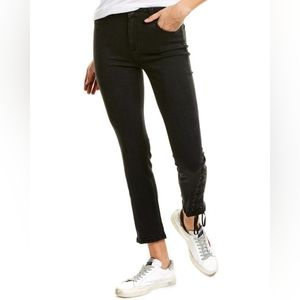 SIWY Jeanette Skinny Straight MidRaise Lace up Jeans in China Girl Black…